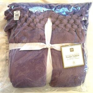 Pottery Barn Teen Plush Bohemian Fringe Throw Dark Purple